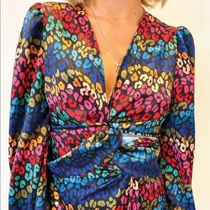 Never Fully Dressed Multi Leopard Wrap Top US 6